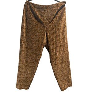 Talbots Petites 16 Pants Brown Velvety Print Fall Boho Cottagecore Soft Trousers